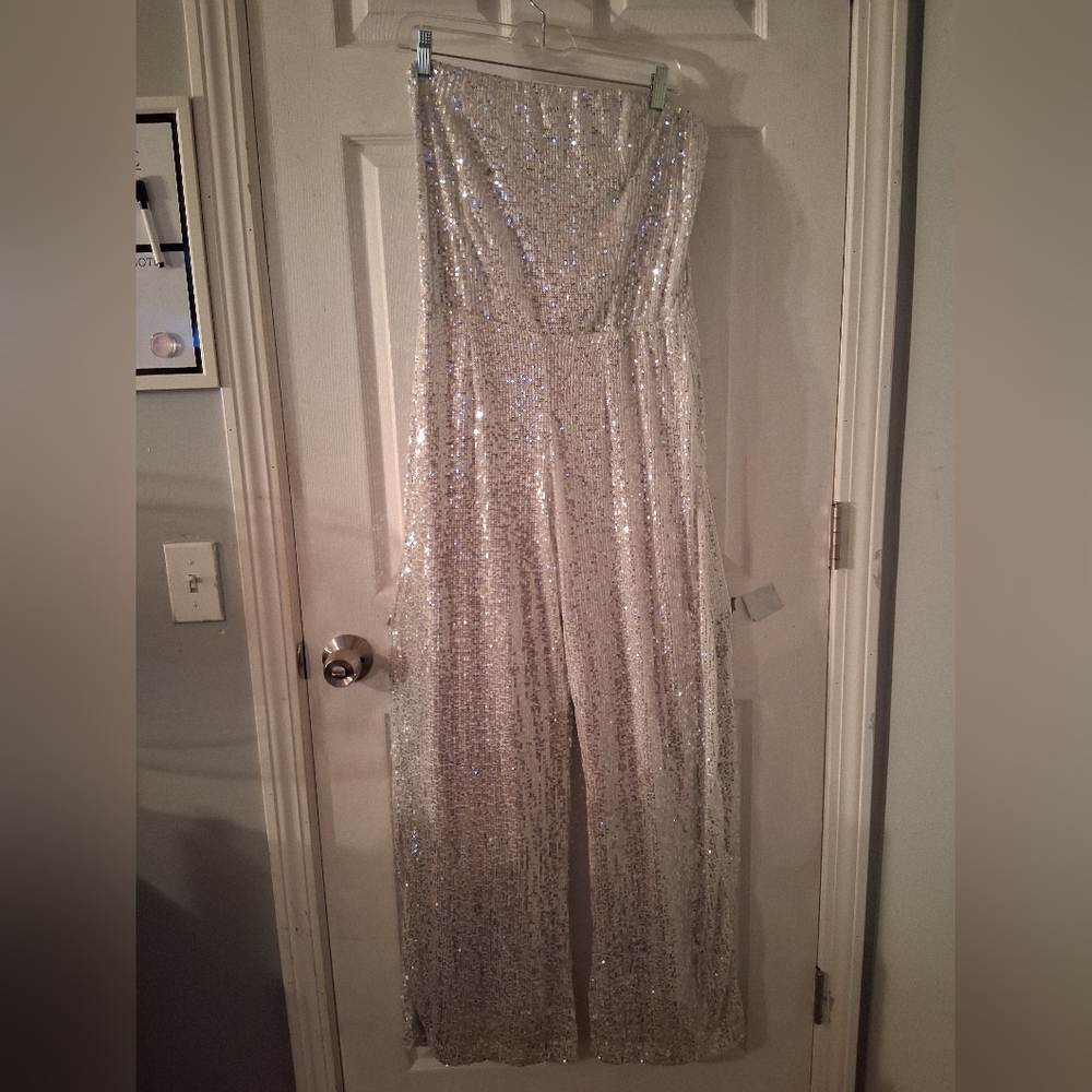 Fashion Nova Shimmering Silver Sequin Dress